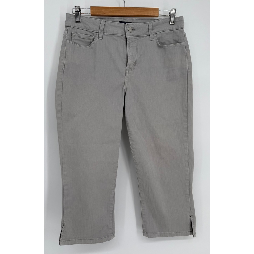 NYDJ Grey Lift Tuck Technology Cropped Capri Pants Sz 10 Stretch Cotton